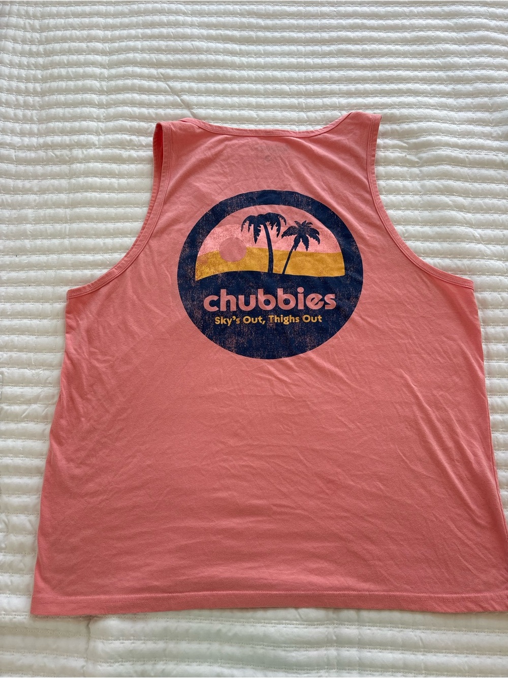 chubbies Coral Pink Graphic Palm Tank Top